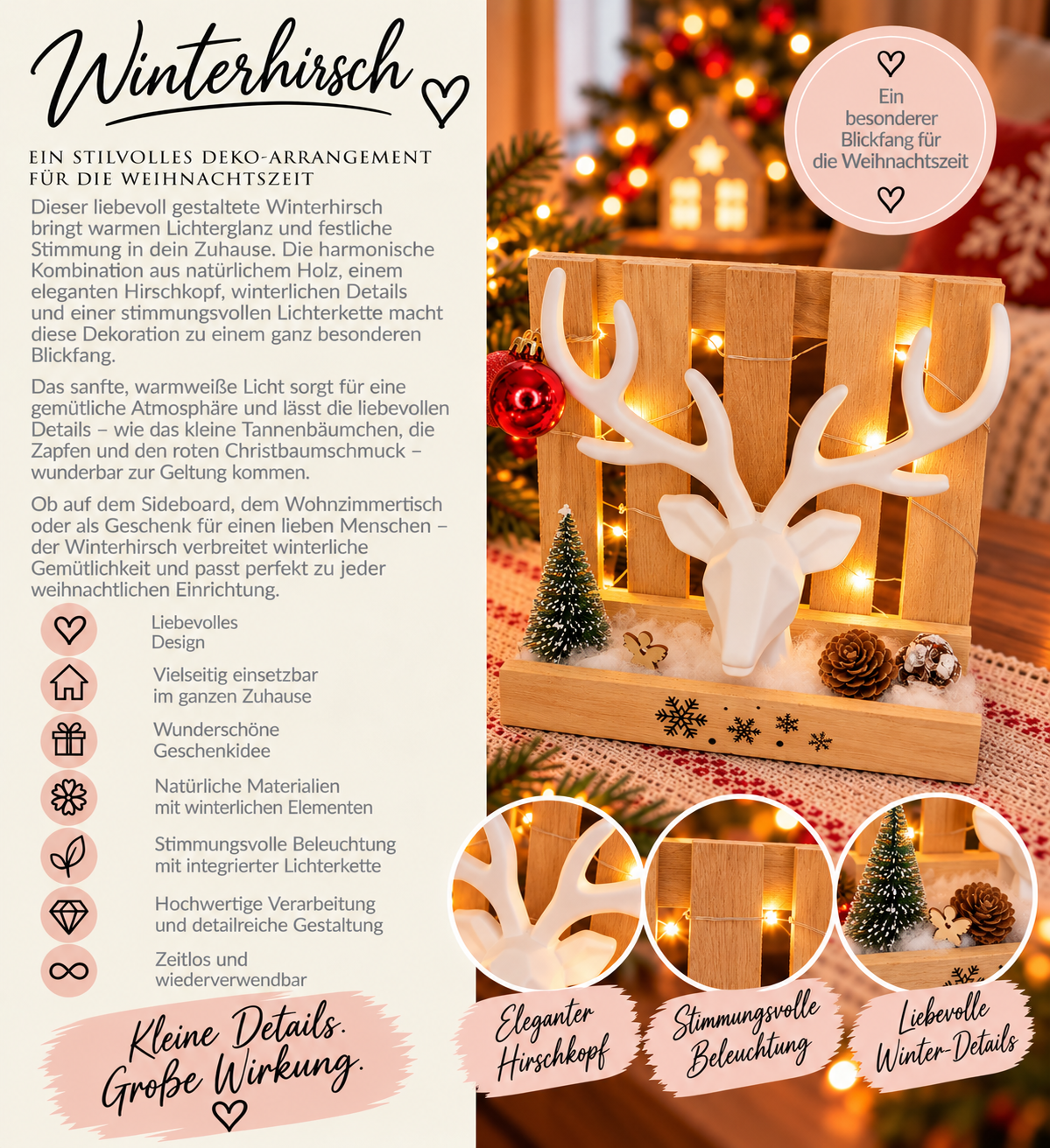 Winterzauber mit Hirsch 2