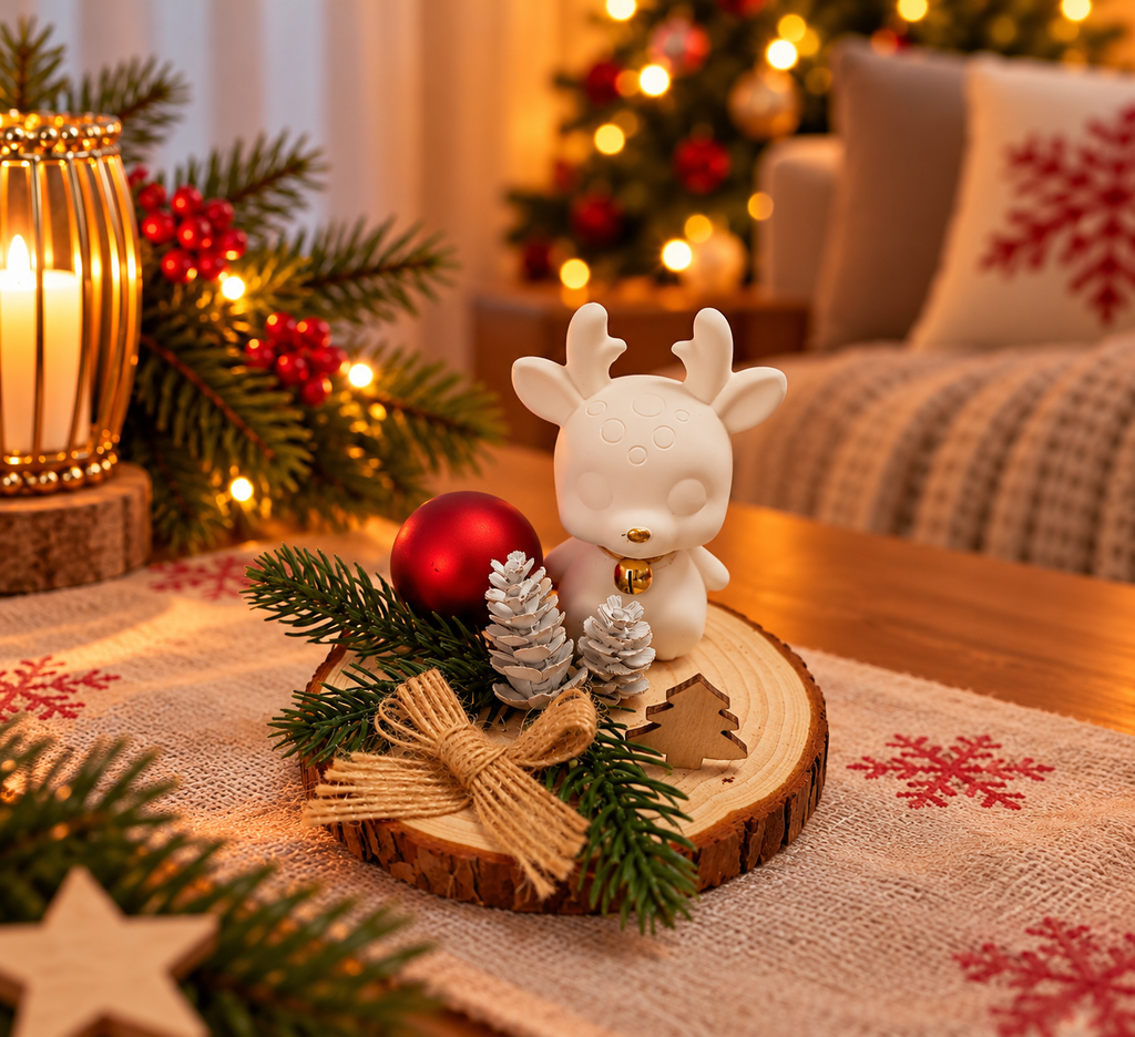 Weihnachtsdeko auf Holzscheibe
