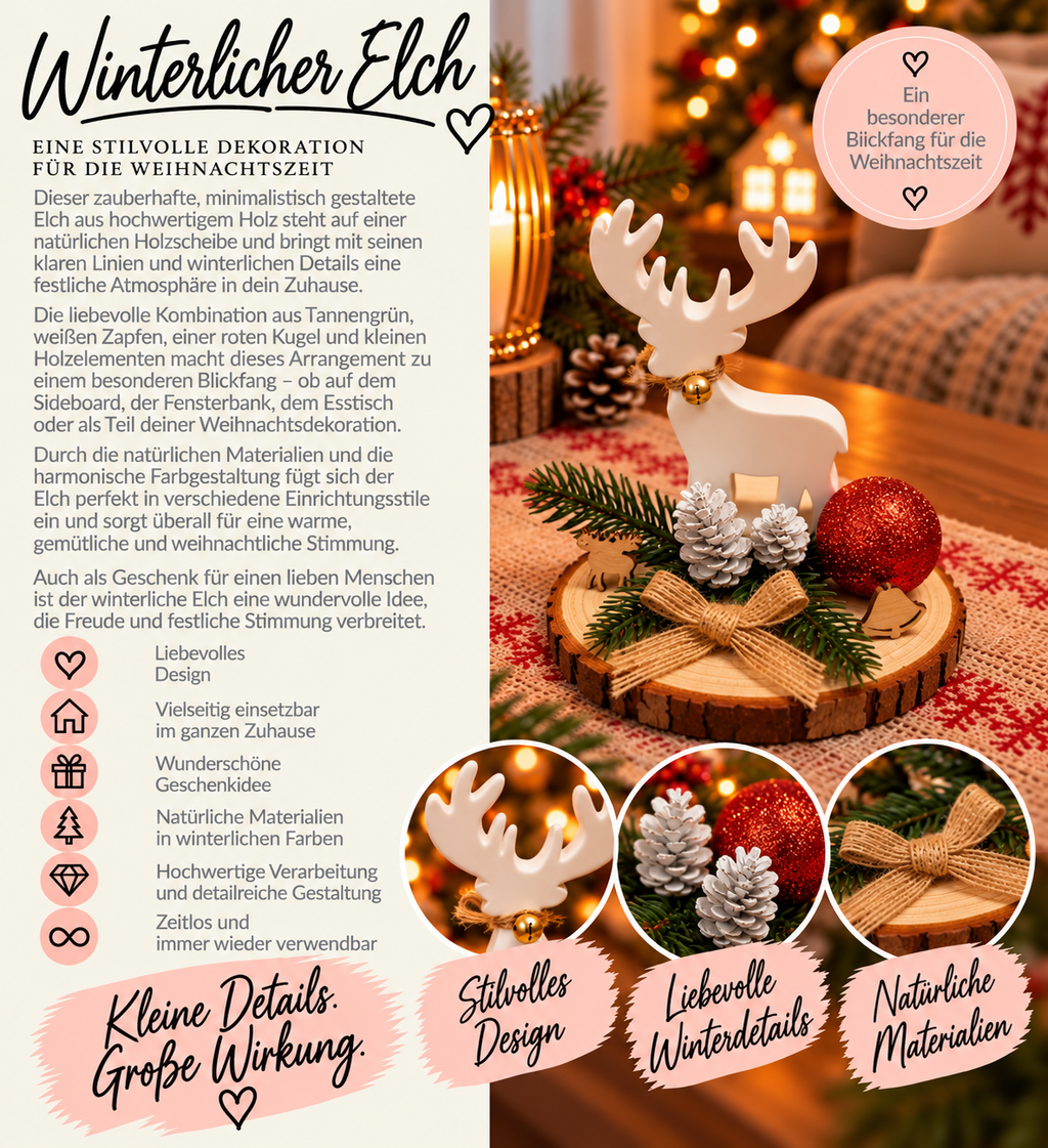 Weihnachtsdeko auf Holzscheibe