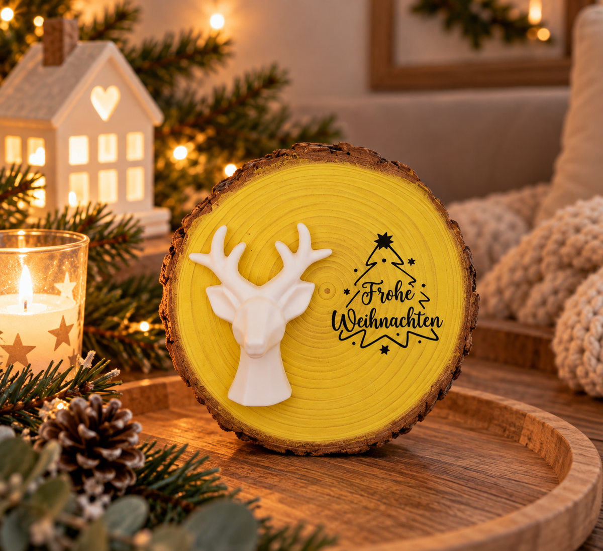 🦌 Holzscheibe „Hirschzauber"