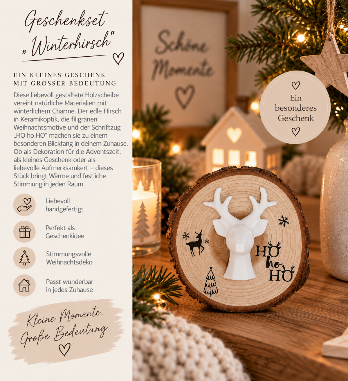 🦌 Holzscheibe „Hirschzauber"