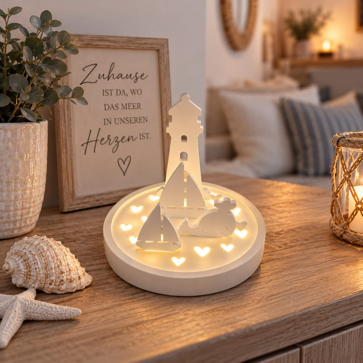 LED-Deko „Leuchtturm am Meer“
