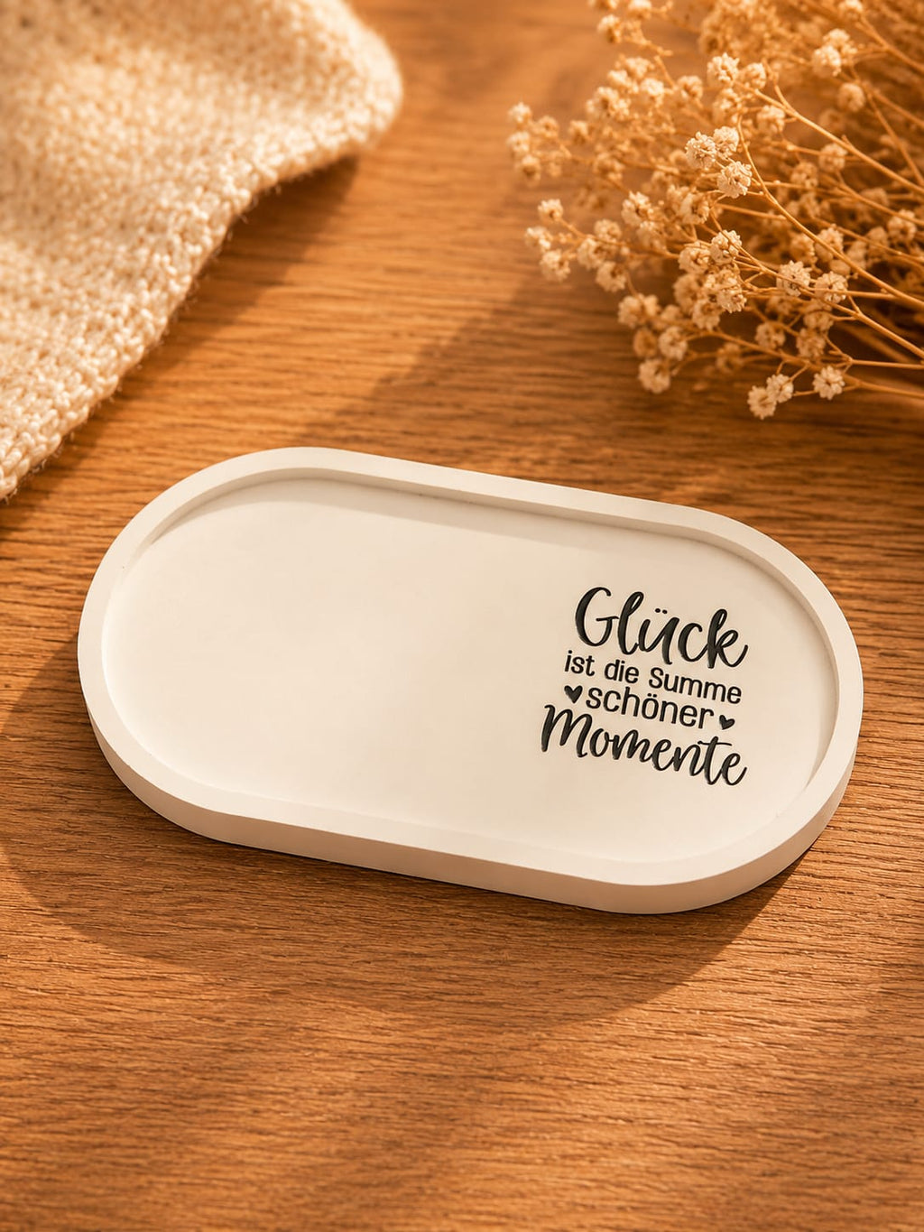 Dekotablett oval – mit Spruch