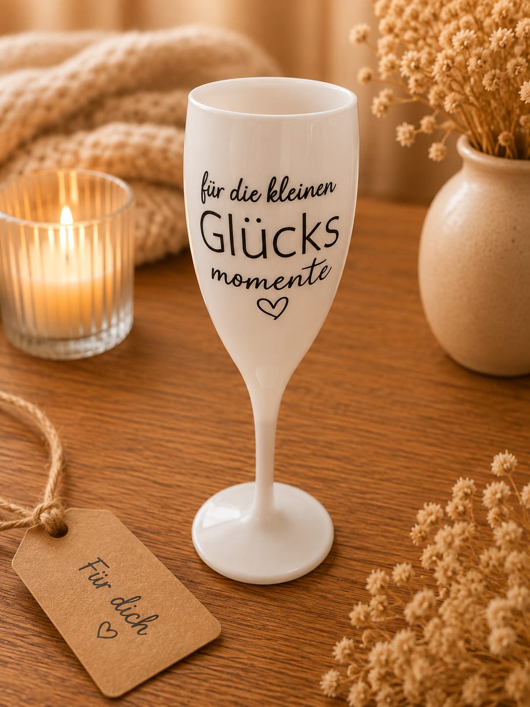 Sektglas mit Aufdruck (Geschirrspüler geeignet)